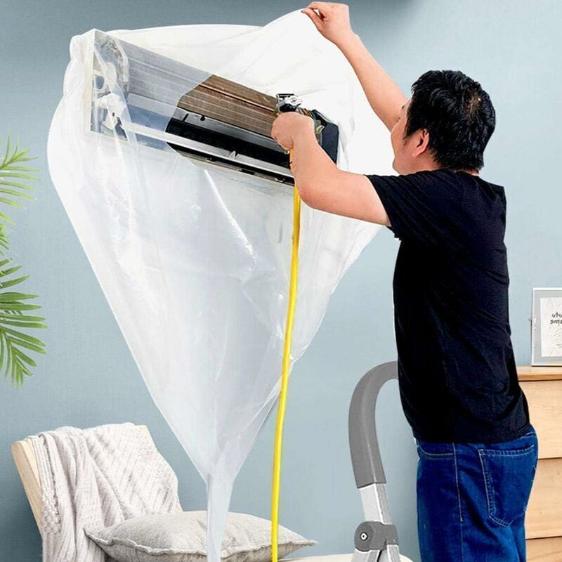 Air Conditioner Cleaning Extra Cover, Waterproof Reusable PVC Dust Cleaning and Washing Bag for Home Use, Hanging (M)