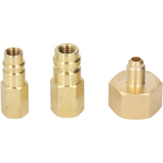 Air conditioner adapter, retrofit adapter conversion parts, gold-plated top/bottom fitting, heavy-duty switch, 1/4" female thread, copper for R134A