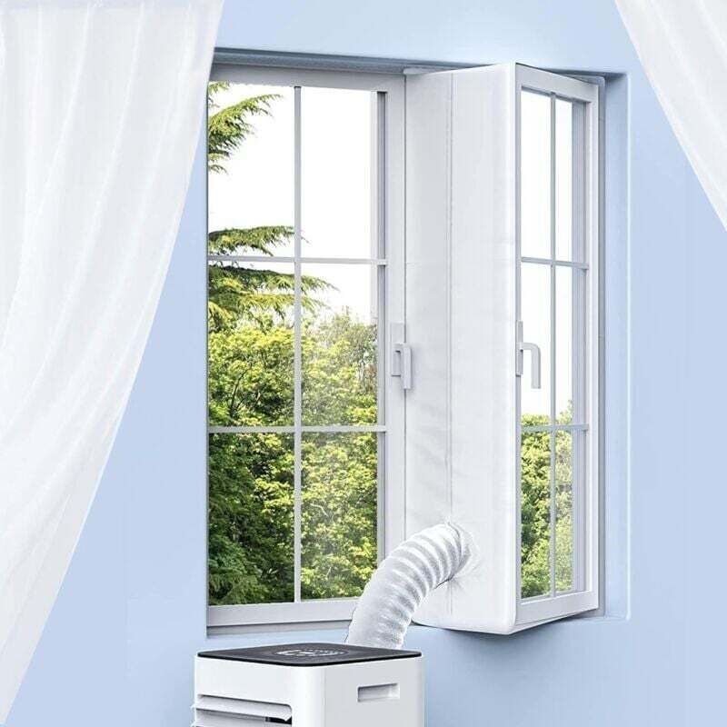 Air conditioner window seal, airtight window seal for portable air conditioners, tumble dryers, 400cm portable AC window seal kit with zipper and