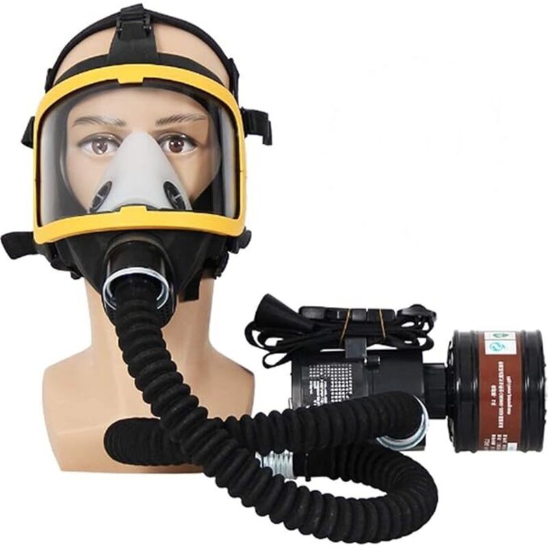 Air-powered system supplied. Waterproof chemical gas respirator mask - constant flow electrical safety with full-face filters for sandblasting and