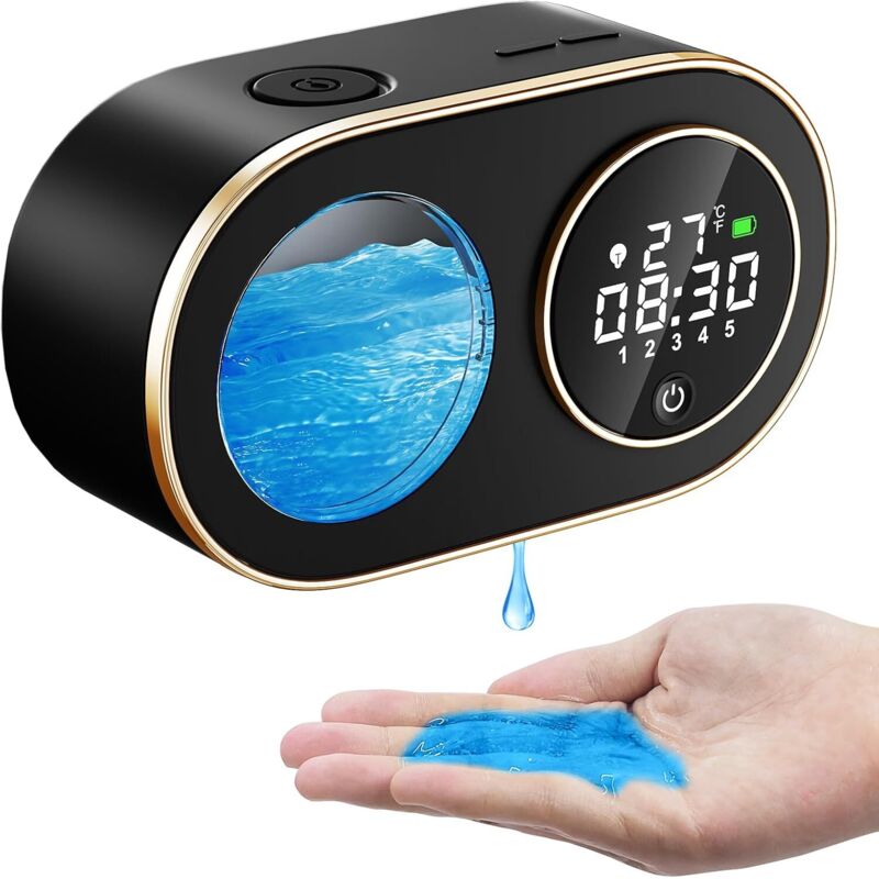 Automatic soap dispenser, touchless liquid soap dispenser, wall-mounted, hands-free, electric, modern smart dishwashing foam soap dispenser