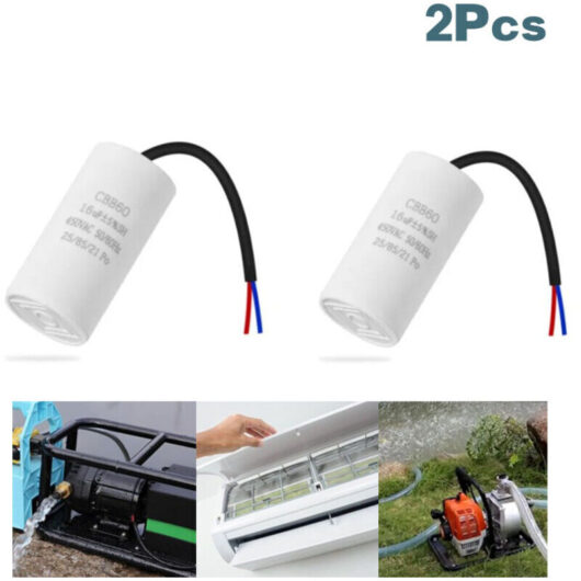 CBB60 16µF 50/60Hz Start Capacitor, Motor Capacitor, Microfarad Capacitor with Wire
