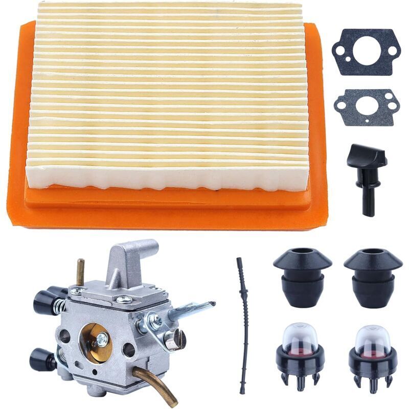 Carburetor kit for STIHL FS120 FS200 FS020 FS202 FS300 FS350: brush with gasket, air filter, fuel line, extraction pump