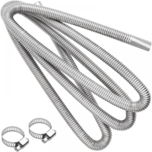Cyslmuk - Flexible Exhaust Pipe 300cm,Car Exhaust Pipe,Car Heater Exhaust Pipe,Diesel Gas Vent Hose with Two Stainless Steel Clamps