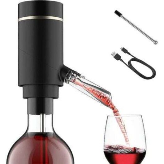 Electric Wine Pourer with Aeration - Smart and Automatic Wine Filter, One-Button Oxidation, Aeration Function (On/Off), Extension Tube and Micro-USB