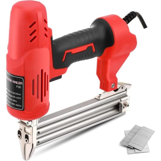 Electric nail gun, 28mm heavy-duty nailer for upholstery, DIY projects, 300 nails included, nail gun for woodworking, decoration, home improvement