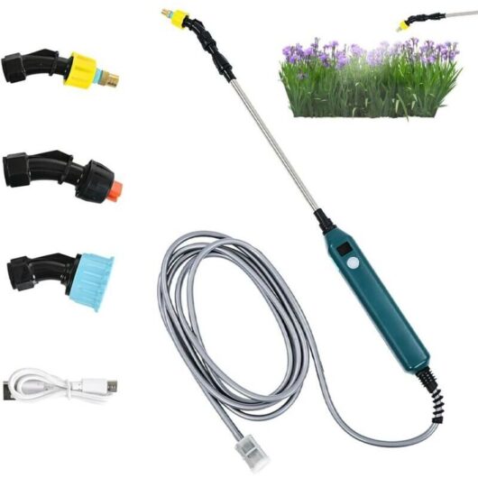 Electric sprayer for garden plants - With 3 adjustable nozzles and a 3m hose - With battery level indicator