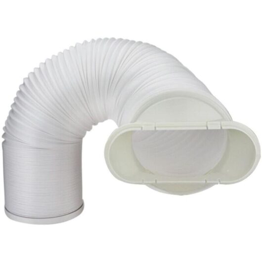 Flexible exhaust hose for portable air conditioners, tumble dryers, and cooker hoods