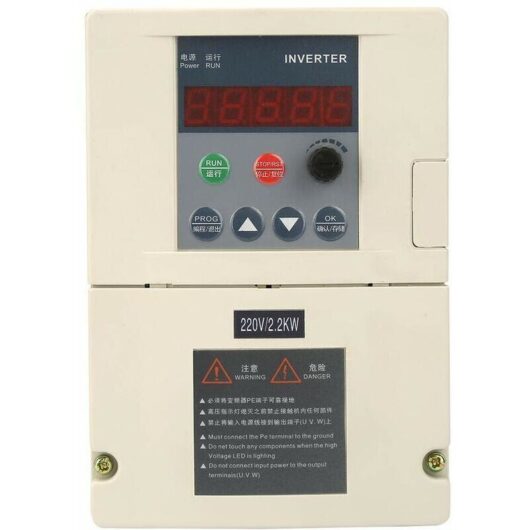 Jeffergarden VFD Frequency Converter, 220V 2.2KW Digital Display Single-Phase Input Three-Phase Output Inverter