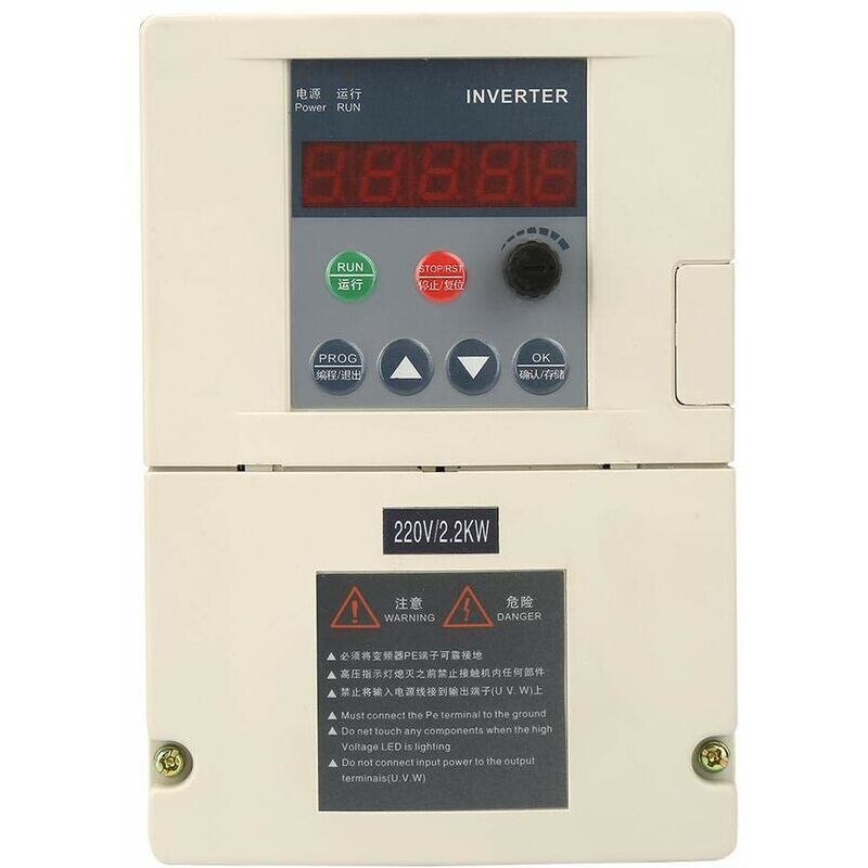 Jeffergarden VFD Frequency Converter, 220V 2.2KW Digital Display Single-Phase Input Three-Phase Output Inverter