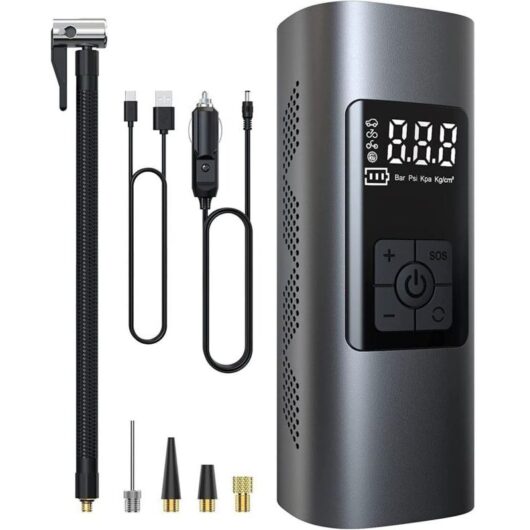 Mini Electric Air Pump, Rechargeable Car Air Pump, Portable Air Compressor Cordless Tire Inflator 150PSI with Digital LCD Screen, for Motorcycles,