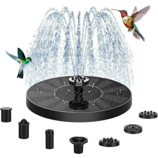 Outdoor solar fountain, solar bird bath with 6 nozzles, outdoor solar garden fountain for bird bathing, garden fountain, pond, garden decoration,