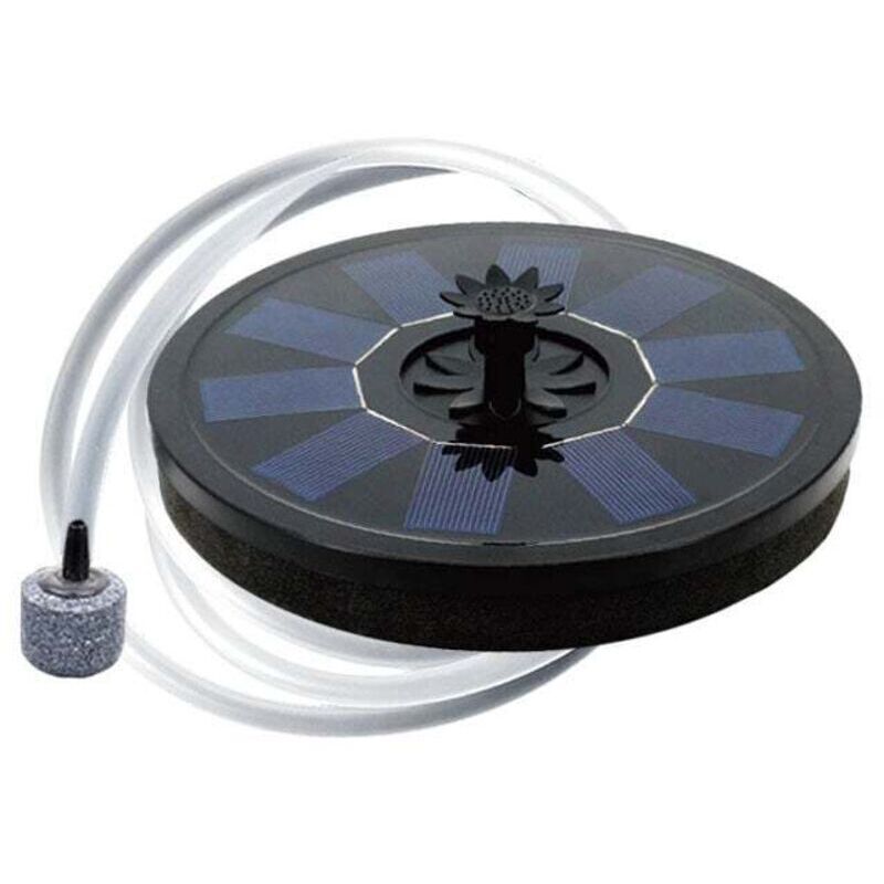 Oxygen Pump for Solar Pond Aerator with Air Hose and Floating Bubble Stones, Water Oxygenator for Fish Tank, Fountain, Bird Bath, Circulation, Black.