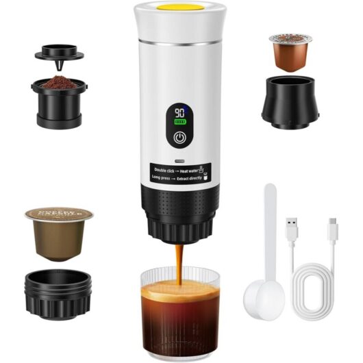 Portable Espresso Machine, 3-in-1 Capsule and Ground Coffee Maker with Battery, Compatible with ESE Pods and Ground Coffee, Camping Gadgets and Gifts