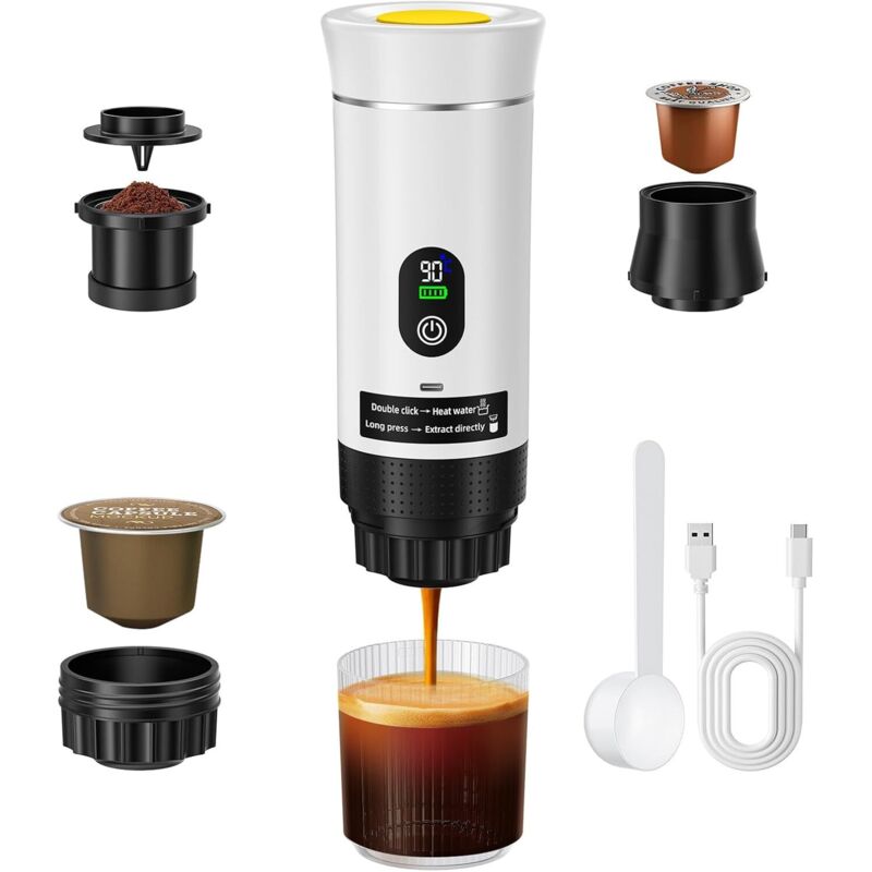 Portable Espresso Machine, 3-in-1 Capsule and Ground Coffee Maker with Battery, Compatible with ESE Pods and Ground Coffee, Camping Gadgets and Gifts