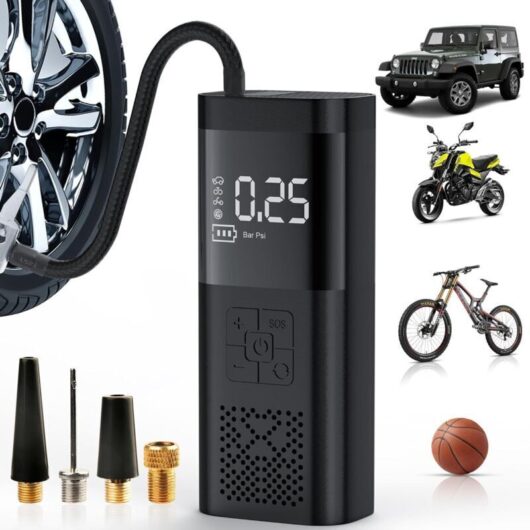 Portable Tire Inflator Air Compressor - 180 PSI and 4000 mAh Powerful Tire Inflator, 3x Faster Inflation Electric Air Pump with Digital Pressure Gauge