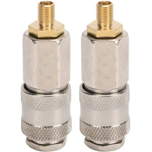 Portable air compressor adapters, heavy-duty steel male thread valve, 3-in-1 quick-connect coupler for tire inflator, 2-pack