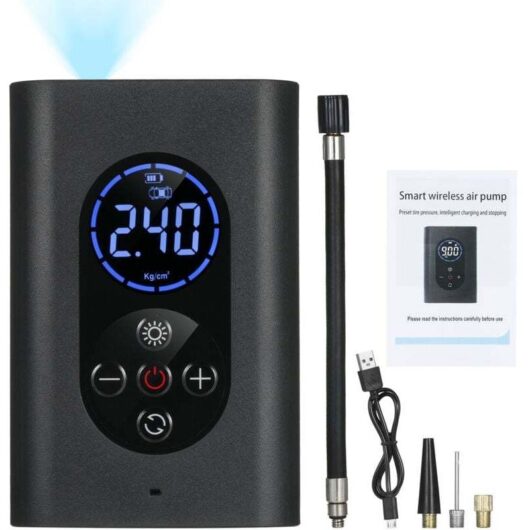 Portable air pump for electric tire inflation