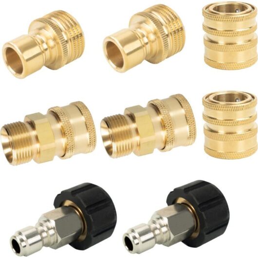 Quick connection kit for pressure washer, quick disconnect kit, M22 metric male quick fitting 14 mm, M22 to 3/8" quick fitting, 3/4" quick