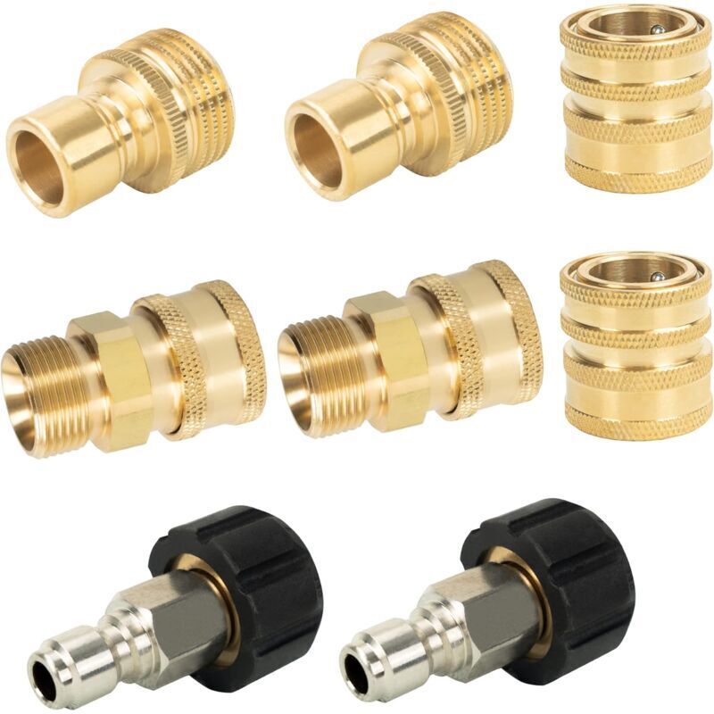 Quick connection kit for pressure washer, quick disconnect kit, M22 metric male quick fitting 14 mm, M22 to 3/8" quick fitting, 3/4" quick