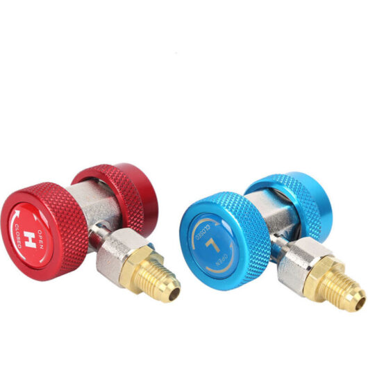 R134A Adapter, Quick Coupler Connector for Air Conditioning, Top and Bottom Refrigerant Quick Fittings for 1/4" Refrigerant Dispenser