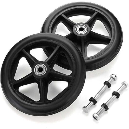Set of 2 rubber wheels (15.2 cm) as replacements for wheelchairs, walking aids and rollators non-slip replacement wheels universal wheelchair wheels