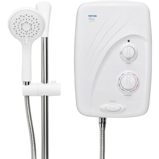 Triton - T80si Pumped Tank Fed White Electric Shower Replacement 8.5kW +Riser Rail