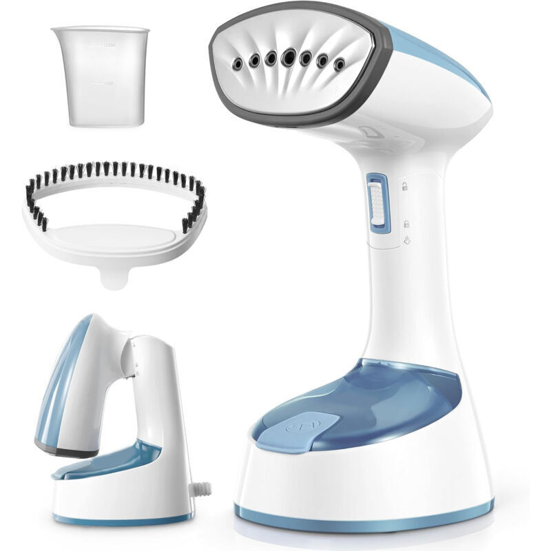 White 220V garment steamer, foldable portable iron, powerful penetrating steam, fast heating, suitable for home, office and travel