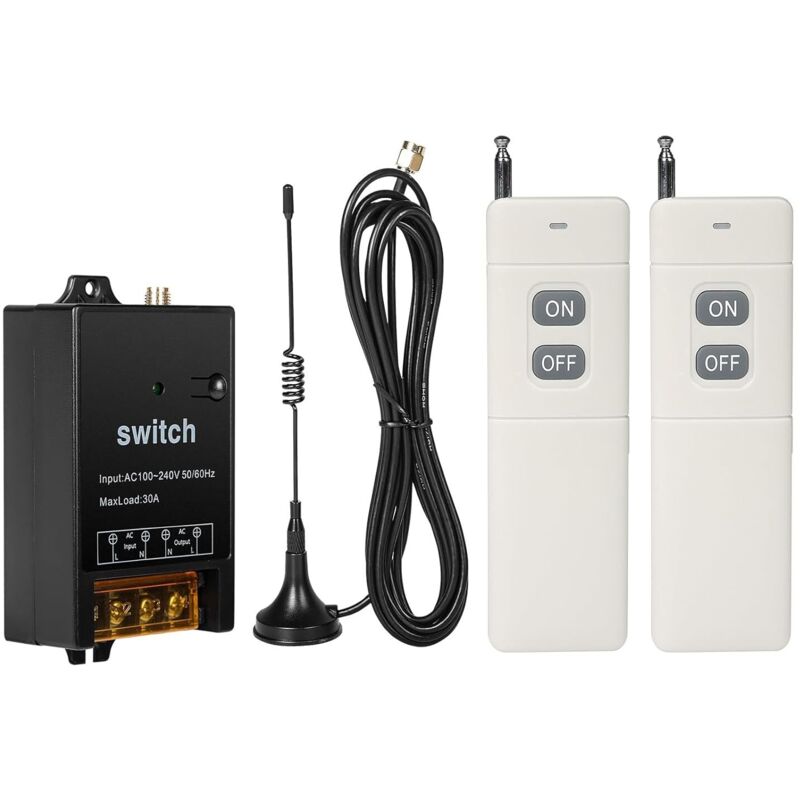 Wireless Switch, Wireless Remote Controlled Switch Relay Receiver Module Wireless Switch for Lamp Water Pump Motor Fans 30A AC 220V