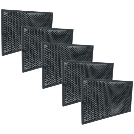 vhbw 5x Activated Carbon Filter compatible with Sharp KC-860E, KC-C150E Air Purifier - Air Filter Black