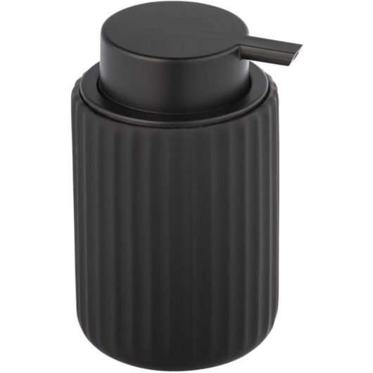 1 liquid soap dispenser, soft-touch ceramic, matte black, 300 ml, for bathroom and kitchen
