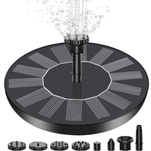 1.5 W Outdoor Solar Fountain - 2023 Upgraded Outdoor Solar Fountain - with 6 Effects - Solar Pump for Outdoor Garden, Bird Bath, Pond, Fish Tank