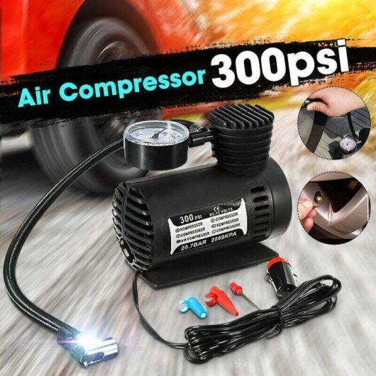 12V 300PSI Universal Car Mini Electric Inflation Pump Portable Tire Air Inflator Automatic Compressor Pump for Car Motorcycle Basketball Bicycle Ball