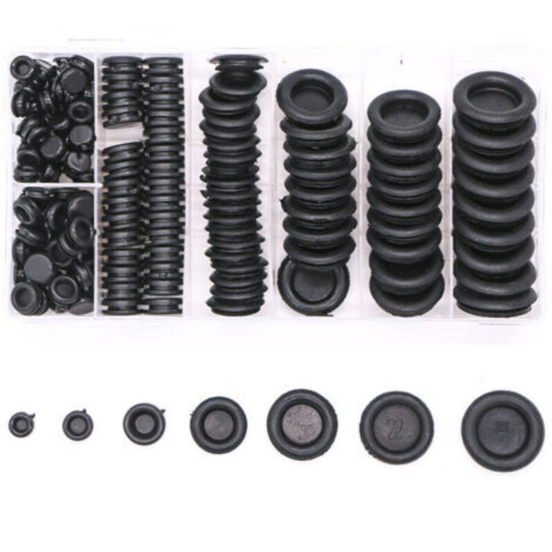 170 Pcs Rubber Plugs, Rubber Grommet with Storage Box