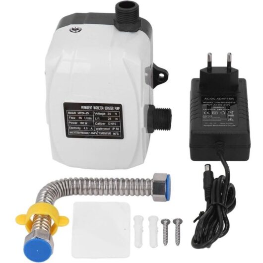 180W Automatic Home Pressure Booster Pump, Brass and ABS Material, Silent DC 24V Electric Water Pumps for Kitchen Sink and Shower, AC100-240V, High