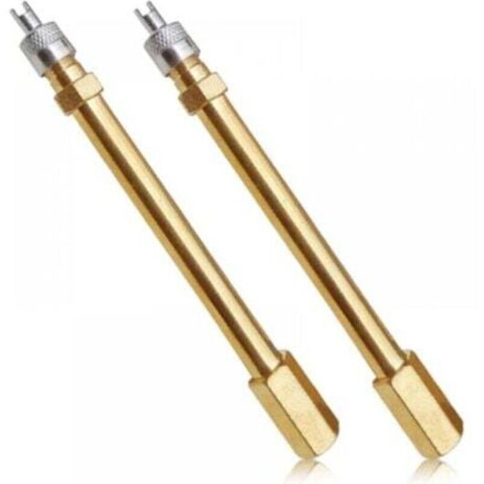 2-Piece Tire Valve Extension, Universal Inflation Nozzle Prevents Leaks for Cars, Scooters, Trucks, Bicycles
