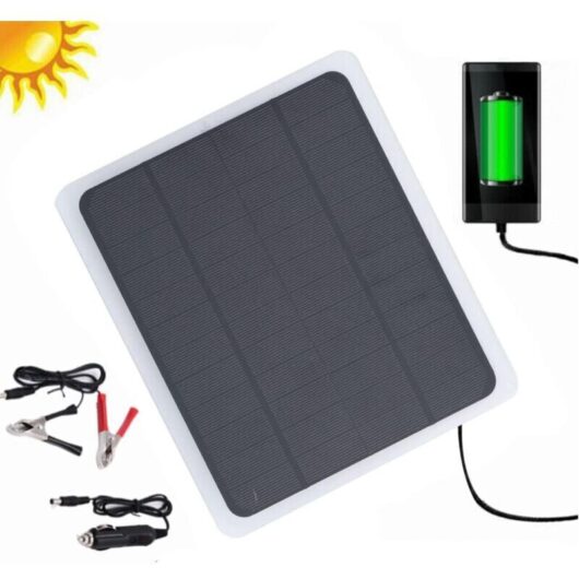 20W 12V Solar Car Battery Charger, for Solar Panel Charger with Crocodile Clip Adapter for Car, Boat, Automobile, Motorcycle, Camper Van