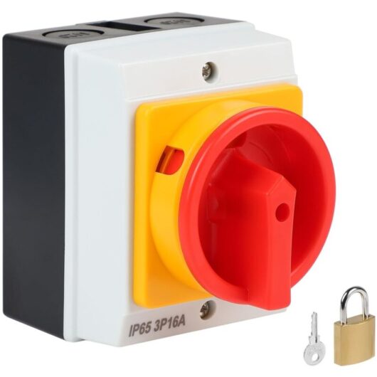 3-Pole Main Switch, Rotary Switch with Housing for Connecting Switches and Separating Small Circuits, IP65, 16A