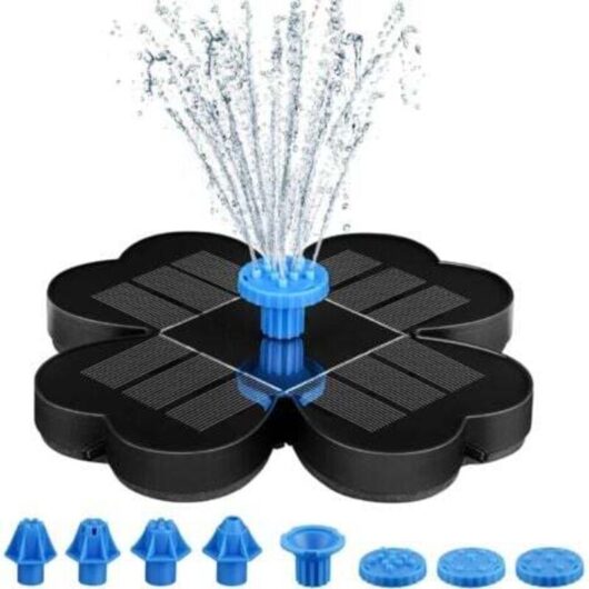 3.5W Solar Fountain, Solar Bird Bath, Pump with Flower Panel, Solar Fountain for Gardens, Outdoor Solar Fountain with 8 Nozzles and 4 Fixings for
