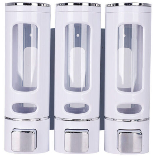 400ML x 3 Wall-Mounted Soap Dispenser, Shampoo and Shower Gel Dispenser, Double Shower Soap Dispenser, Manual Wall-Mounted Liquid Soap Dispenser,