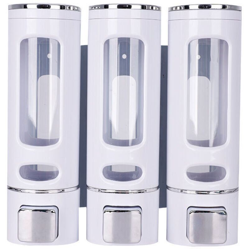 400ML x 3 Wall-Mounted Soap Dispenser, Shampoo and Shower Gel Dispenser, Double Shower Soap Dispenser, Manual Wall-Mounted Liquid Soap Dispenser,