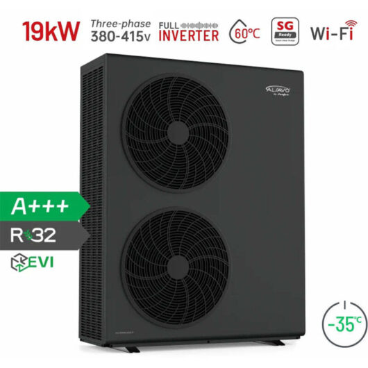 ALSAVO EVI R32 19kW 3T Monobloc Air-to-Water Heat Pump - Three-Phase 380-415V/50Hz/3PH - Dual Fans - Multifunctional Inverboost/Hot Water