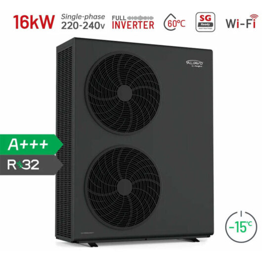 ALSAVO R32 Monobloc Air-to-Water Heat Pump - 16 kW - Single Phase 220-240V/50Hz/1PH - Refrigerant - Dual Fans - Multifunctional Inverboost/Hot Water