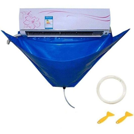Air conditioner cover - Dustproof air conditioner cleaning kit - Double-sided cleaning set with washing bag and water hose