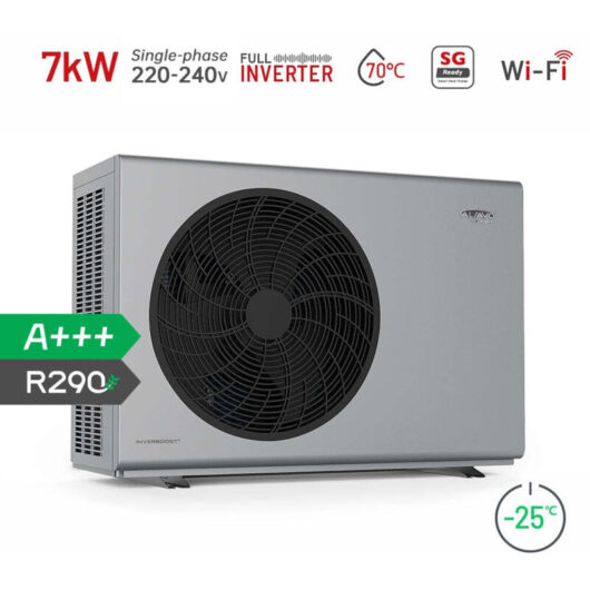 Alsavo R290 Grey 7kW Single-Unit Air-to-Water Heat Pump-Monophasic 220-240V/50Hz/1PH-Smart Control & Quiet Operation