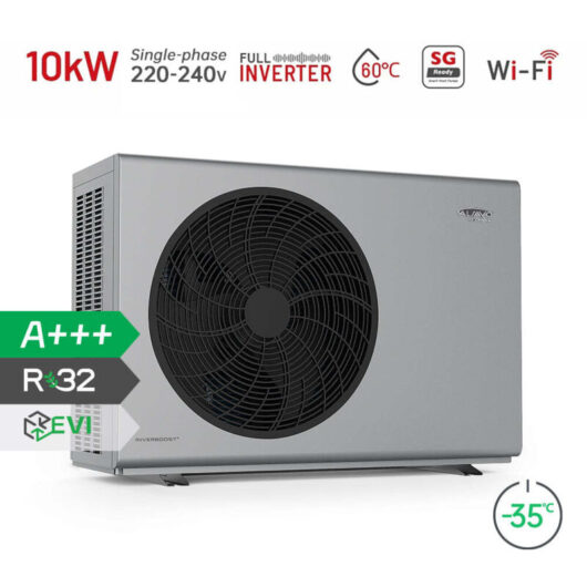 Alsavo Zealux EVI R32 Grey 10kW Air-to-Water Heat Pump-Single-phase 220-240V/50Hz/1PH-Simple Fans-Quiet Operation & Smart Control