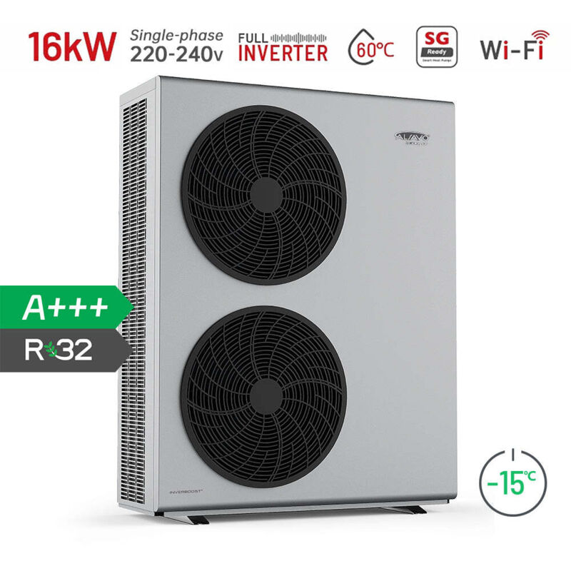 Alsavo Zealux R32 Grey 16kW Single-Unit Air-to-Water Heat Pump-220-240V/50Hz/1PH Monophasic-Ultra-High COP (Coefficient of Performance) -Dual