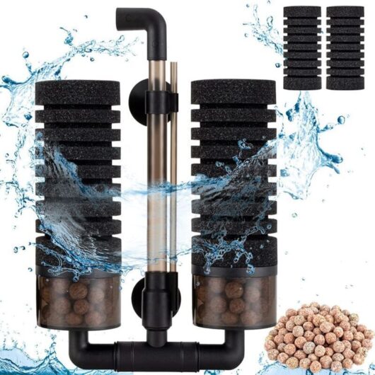 Aquarium filter 57L-208L, double internal submerged filter sponge with 2 replacement sponges + 1 bag of ceramic balls (M)