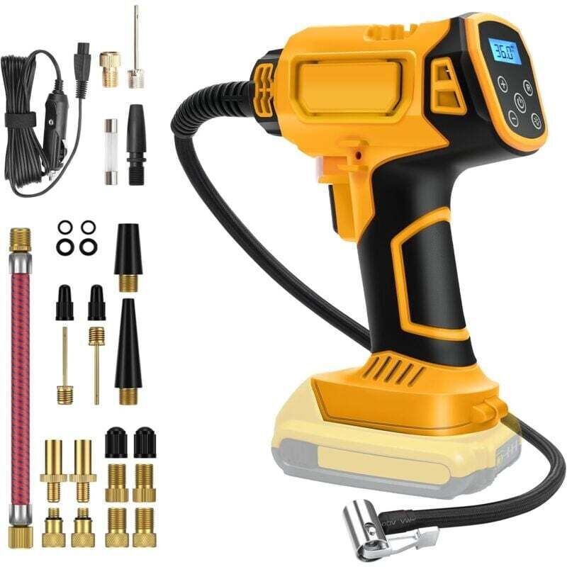 Battery compressor for Dewalt 21V, 130 psi, electric air pump, digital pressure display