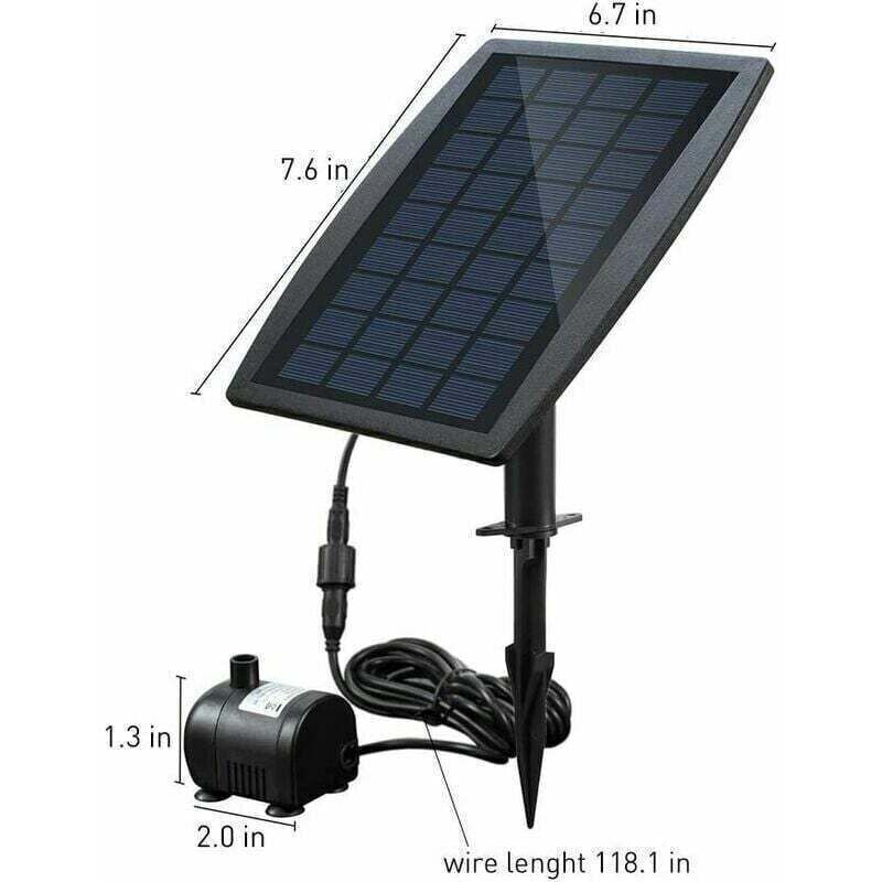 Brushless solar water pump for ponds, ideal for fountains, with a 9V 2.5W solar panel offering a flow rate of 200L/H.